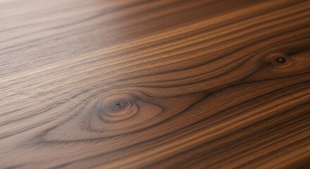Close-up of Rich Walnut Wood Grain Texture
