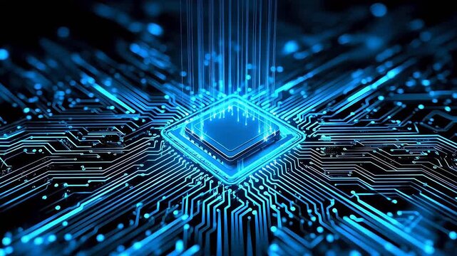 Circuit board with glowing chip