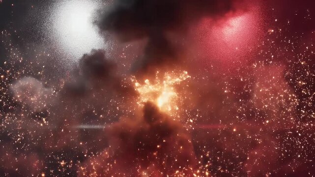 Masclet&agrave; festival banner with smoke clouds, light bursts and dynamic celebratory atmosphere