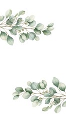 Watercolor eucalyptus branches border elegant design element