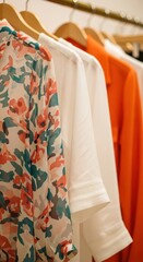 Fashionable clothing rack with floral and solid colors