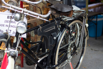close up photo of an old antique bicycle