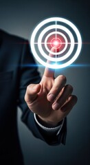 Businessman's Finger Touches Digital Target Icon