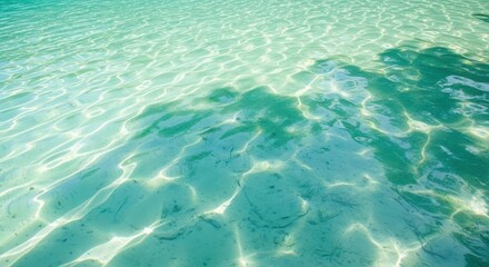 Crystal Clear Turquoise Water Surface with Sunlight Reflections