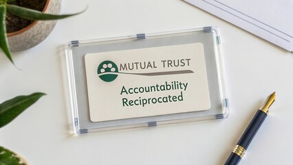 Business Card Holder Displaying Mutual Trust with Accountability Reciprocated for Professional Networking and Opportunities