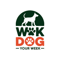 Dog walking company logo features a canine silhouette above bold text.