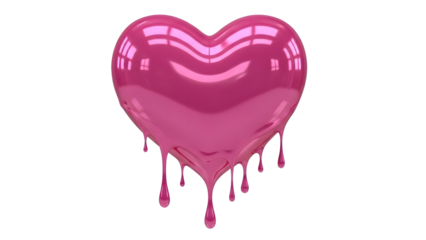 Dripping Pink Heart Balloon Graphic On White