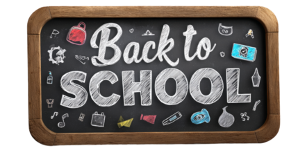 school chalkboard with Back to School text white background