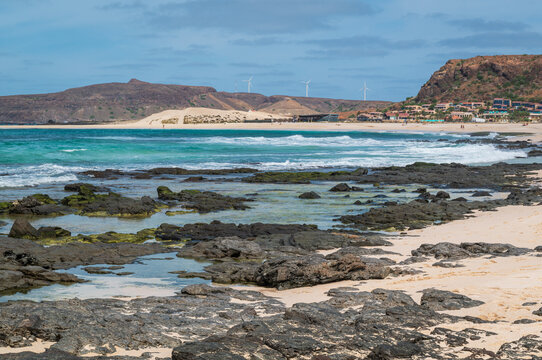 Volcanic Rocky Shoreline at Praia de Cabral in Sal Rei, Boa Vista Island