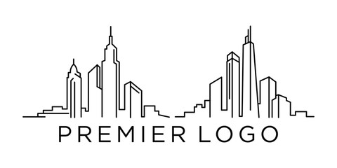 premier logo design. building line art logo design inspiration.