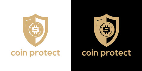 money shield icon dual meaning for financial protection and security. logo security for coin base logo inspiration.