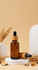 Amber Elixir: Natural Beauty, Minimalist Still Life