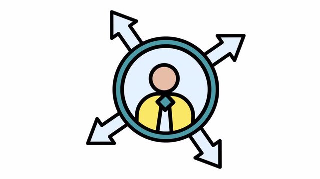 User Expansion & Influence Icon. Business Strategy, Opportunity, Reach, and Multidirectional Growth Concept. Flat Vector Illustration for Decisions...