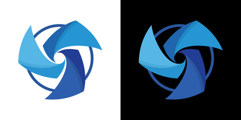 square with rotation blade fan 3D logo design vector