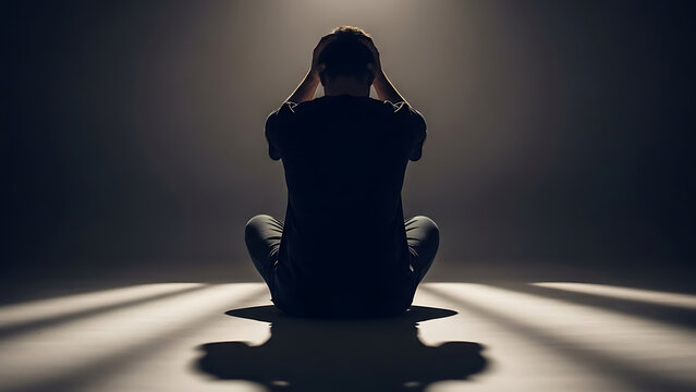 Emotional Overwhelm Silhouette Concept Stress Anxiety No Face