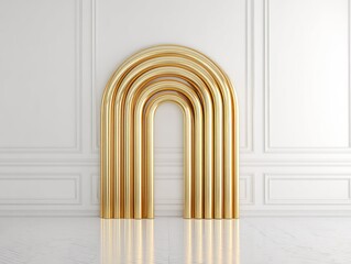 Golden arch design against a textured white wall concept art