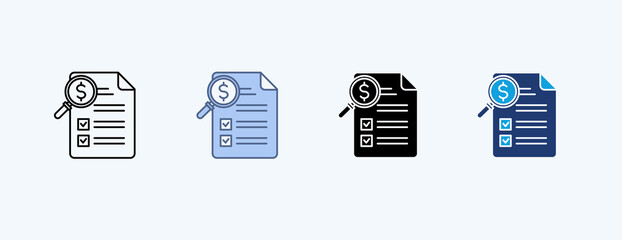 Financial Audit Multiple Icon Illustration Vector