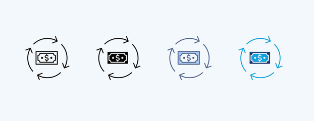 Money Flow Multiple Icon Illustration Vector