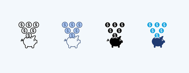 Money Saving Multiple Icon Illustration Vector