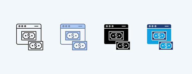 Online Money Multiple Icon Illustration Vector