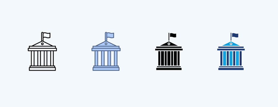 Institution Multiple Icon Illustration Vector