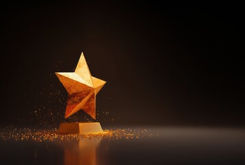 Golden star award on dark background symbolic of achievement and success