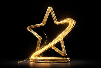 Golden star award against black background for achievement and recognition