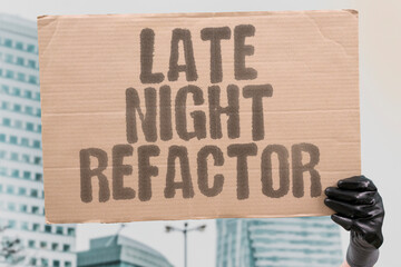 "Late Night Refactor" A refactor habit that keeps code readable without drama. REFACTOR. CLEANUP. DESIGN. DEBT. CARE.