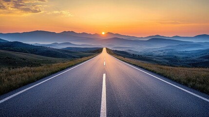 Road to horizon at sunrise