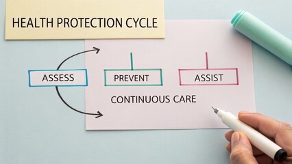 Health Protection Cycle with Steps of Assess, Prevent, and Assist for Continuous Care in Public Health Strategy