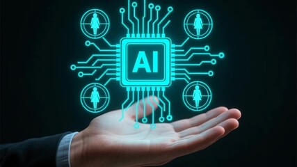 AI Online job search recruitment. AI technology HR automation system enhances hiring leadership, candidate resume management, and artificial intelligence supports growth through efficient recruitment