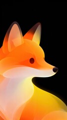 Stylized illustration of a fox with vibrant orange and yellow hues against a dark background