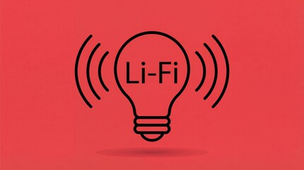 Li-Fi technology concept with light bulb and wireless signal waves