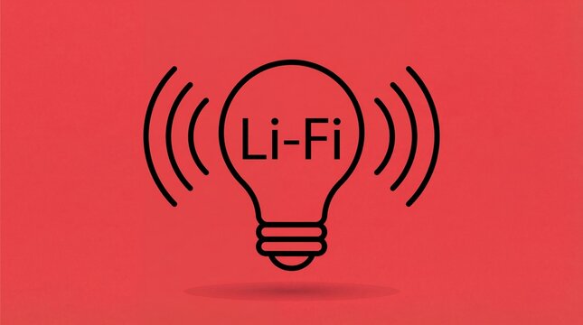 Li-Fi technology concept with light bulb and wireless signal waves - Powered by Adobe