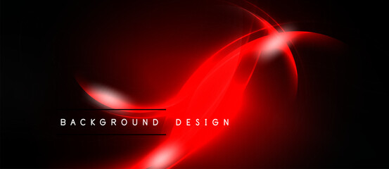 Abstract red lines over black background. Modern design element, dynamic curves, glowing effect, suitable for banners or presentations.