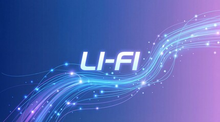 Li-Fi technology concept with glowing blue lines and sparks