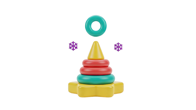 Colorful Stacking Toy with Snowflakes - Powered by Adobe