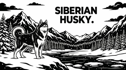 Siberian Husky moves through a snowy wilderness scene, black and white tones highlighting endurance, thick fur texture, and the harsh beauty of cold environments © Ethan
