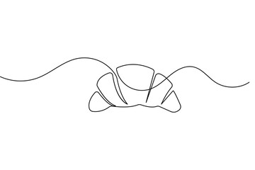 Obraz premium Croissant food icon continuous one line drawing and minimalist style isolate outline vector illustration