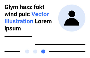 Circular avatar icon with placeholder text, lines, and dots emphasizing minimal design. Ideal for profile design, web layouts, UIUX, personal branding, identity, mockups simple landing page