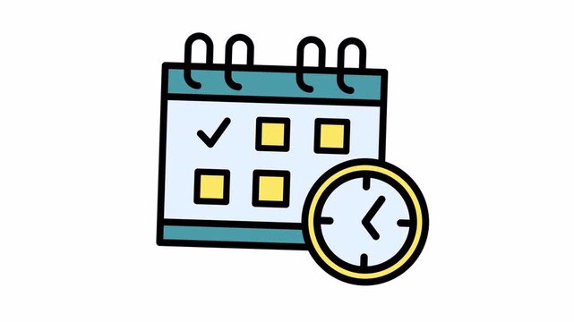 Calendar and Clock Icon Representing Schedule, Appointment, Event Planning, Deadline, and Time Management