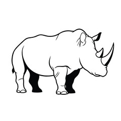 Obraz premium Powerful Rhinoceros Wild Animal Majestic Creature Line Art Illustration