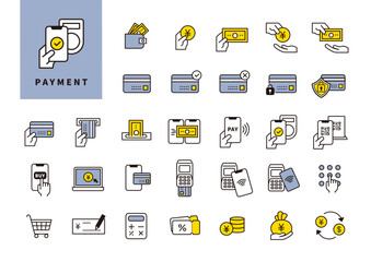 社内経費管理や決済フローを表す支払い・キャッシュレスUIアイコンセット