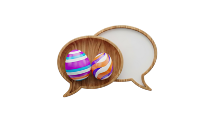 Easter Eggs in Wooden Speech Bubbles