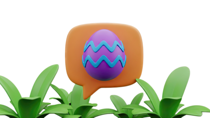 Easter Egg in Speech Bubble with Green Leaves