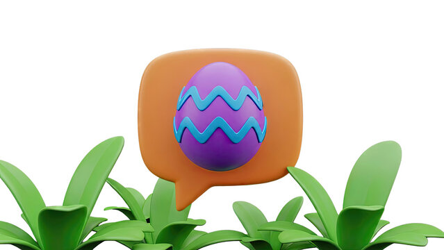 Easter Egg in Speech Bubble with Green Leaves - Powered by Adobe