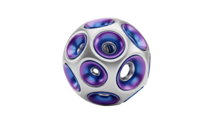 Futuristic Metallic Sphere with Purple and Blue Insets