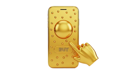 Golden Smartphone with "Buy" Button and Cursor
