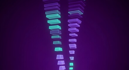 Abstract geometric arrangement on purple background, modern design