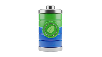 Eco-friendly Battery Icon with Leaf Symbol